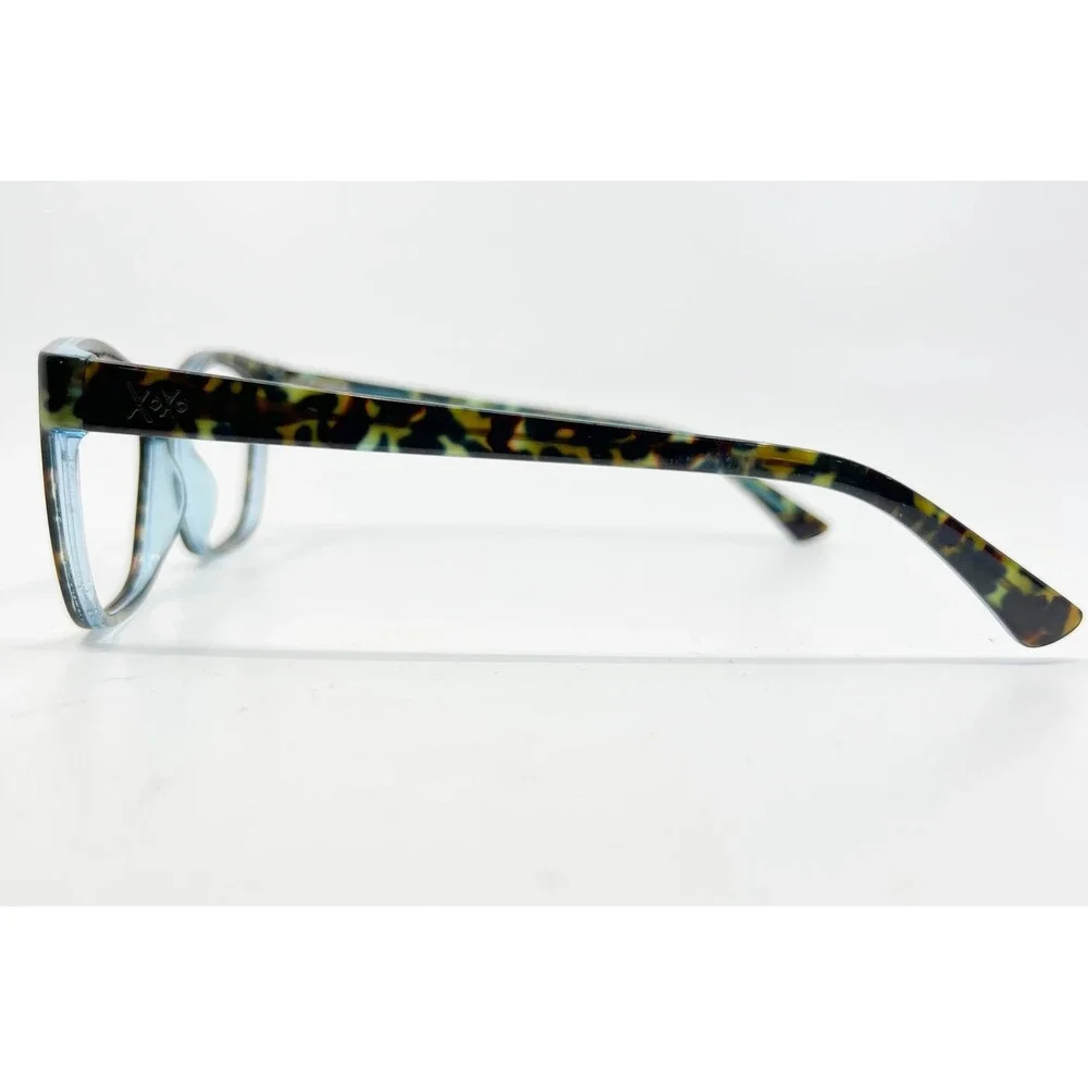 XOXO Eyeglasses Womens Blue Cheetah Caracas Cat Eye Frames 52-15-135